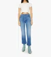 Mother Mid Rise Rambler Zip Ankle Fray Jeans In Dugout Doobies In Blue