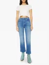 Mother Mid Rise Rambler Zip Ankle Fray Jeans In Dugout Doobies In Blue