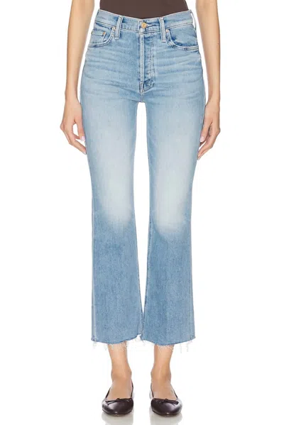 Mother Tripper Flood Fray Jeans In Look Ma, No Hands! In Blue
