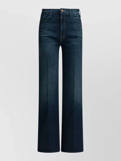 Mother Troublemaker Jeans Straight Leg Belt Loops Five Pockets In Blue
