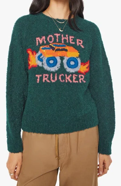 MOTHER MOTHER TRUCKER ALPACA BLEND GRAPHIC CREWNECK SWEATER