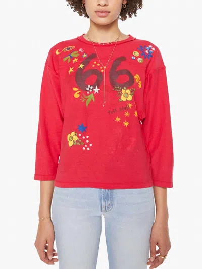 MOTHER TUFF STUFF CREWNECK SWEATER IN RED MULTI