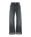 Mother Womens Moshpit Memories The Dodger Skimp Cuff Straight-leg Denim Jeans In Blue