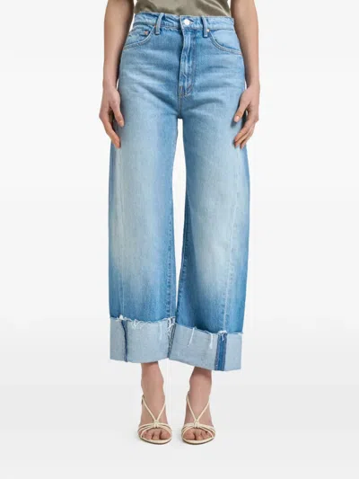 Mother Turn-up Cuff Jeans In Blue
