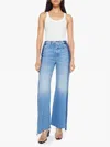Mother Tux Sidestepper Sneak Fray Pants In Double Stacked In White