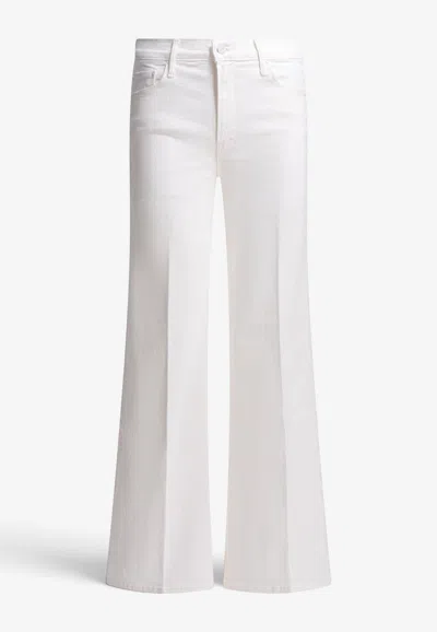Mother Twister Sneak Flared-leg Jeans In White