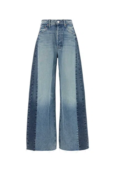 MOTHER MOTHER TWO-TONE DENIM PIPE-DREAM WIDE-LEG JEANS