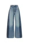 Mother The Pipe Dream Button Sneak Fray Distressed High-rise Wide-leg Jeans In Blue