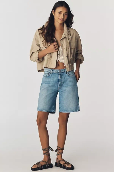 Mother Undercover Bermuda Denim Shorts In Blue