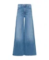 Mother Regular Fit Denim Trousers With Contrast Stitching In Blue