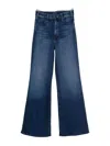 Mother Jeans The Rerun Zip Sneak With Belt Loops And Logo Embroidery On The Back In Blue Denim For Women In Blue