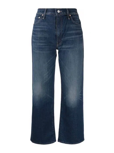 Mother Denim Jeans With Logo In Blue