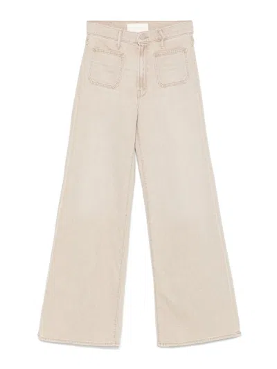 Mother Straight Leg Jeans In Beige
