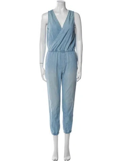 Pre-owned Mother V-neck Jumpsuit In Blue