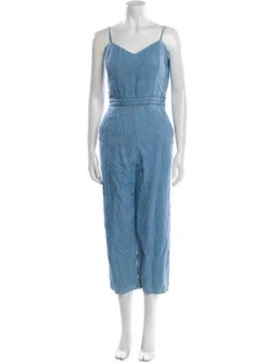 Pre-owned Mother V-neck Jumpsuit In Blue
