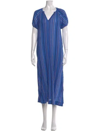Pre-owned Mother V-neck Long Dress In Blue