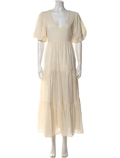 Pre-owned Mother V-neck Long Dress In Neutral