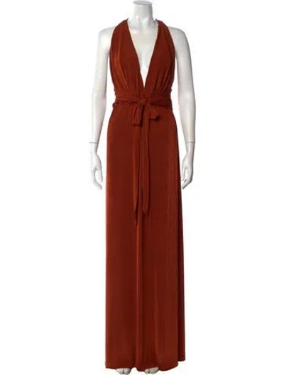 Pre-owned Mother V-neck Long Dress In Orange