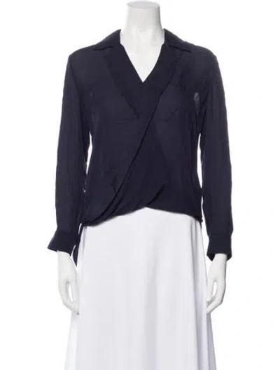 Pre-owned Mother V-neck Long Sleeve Blouse W/ Tags In Blue