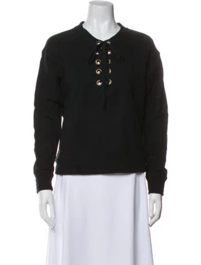 Pre-owned Mother V-neck Long Sleeve Sweatshirt In Black