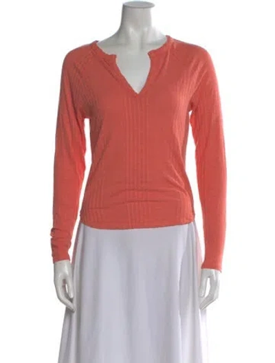 Pre-owned Mother V-neck Long Sleeve Top In Pink