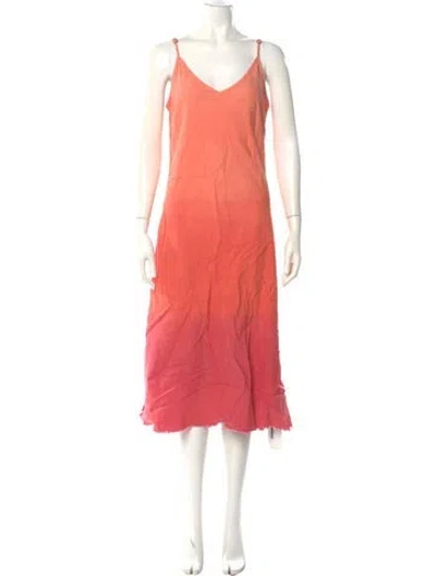 Pre-owned Mother V-neck Midi Length Dress In Pink