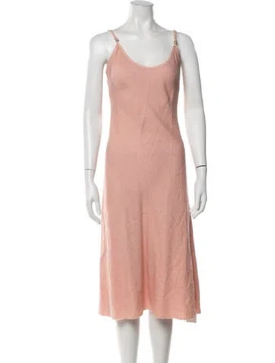 Pre-owned Mother V-neck Midi Length Dress In Pink