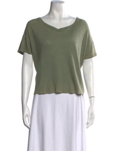 Pre-owned Mother V-neck Short Sleeve T-shirt In Green