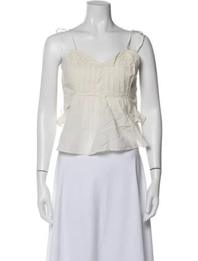 Pre-owned Mother V-neck Sleeveless Top In White