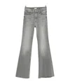 Mother High-waisted Flared Jeans With Distressed Hem In Gray