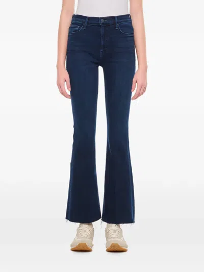 Mother Weekender Fray Flared Jeans In Blue