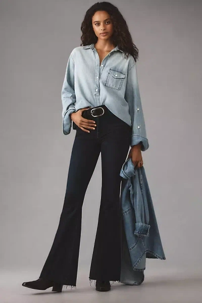 Mother Weekender Fray Mid-rise Flare Jeans In Blue
