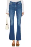 Mother Weekender Fray Mid Rise Flare Jeans In Connect The Dots In Blue