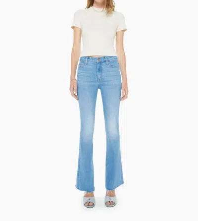 Mother Weekender Mid Rise Flare Frayed Hem Jeans In Satisfy Your Cravings In Blue