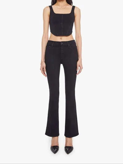 Mother Weekender Mid-rise Flare Jeans In Nighty Night In Black