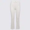 Mother Womens The Patch Pocket Weekender Flared Stretch-denim Blend Jeans Wacky Khaki In Cream Puffs