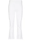 Mother White Cropped Flared Denim Jeans In White