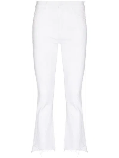 MOTHER WHITE CROPPED FLARED DENIM JEANS