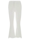 Mother White Cropped Flared Denim Jeans In White