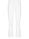 Mother The Tripped Distressed Bootcut Ankle Jeans In White