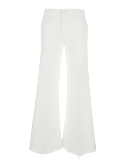 Mother White Flared Jeans In Denim Woman