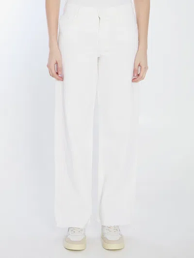 Mother White Stretch Denim The Spinner Wide-leg Jeans