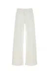 Mother The Hustler Patch Pocket Raw Hem High Waist Ankle Flare Jeans In White