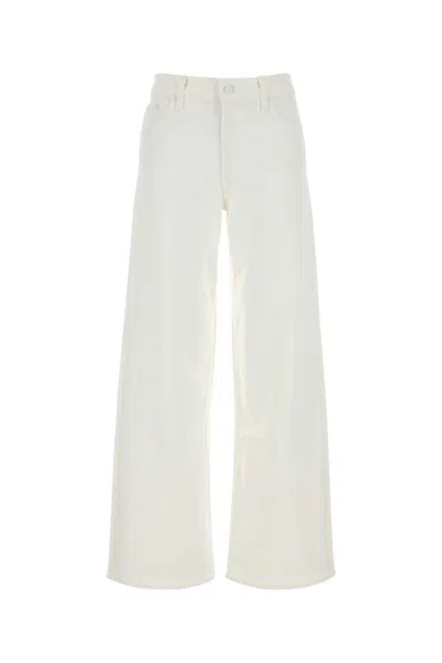 MOTHER WHITE STRETCH DENIM THE SPINNER WIDE-LEG JEANS