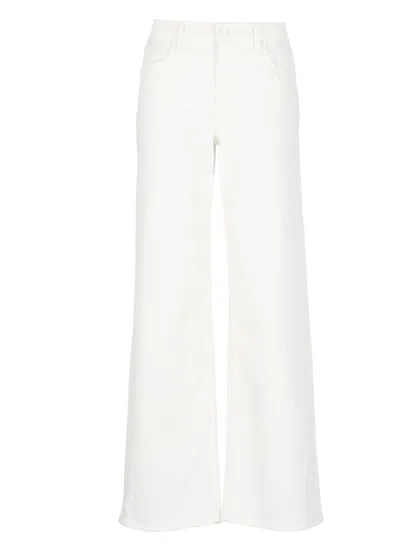 MOTHER WHITE THE SPINNER ZIP SNEAK JEANS