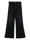 Mother Wide Black Jeans In Soft Cotton-modal Blend In Black