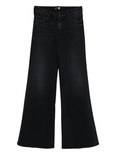 Mother Wide Black Jeans In Soft Cotton-modal Blend