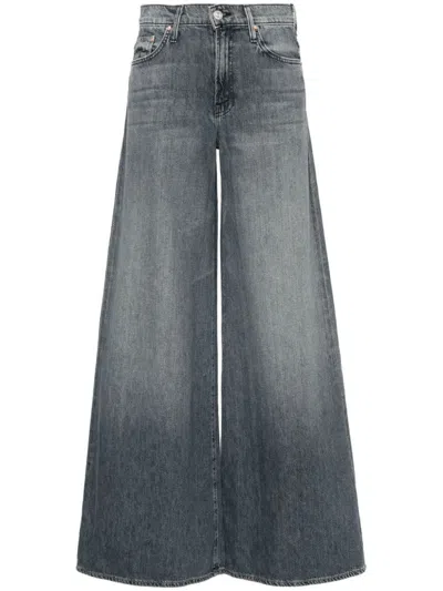 Mother The Swisher Sneak Mid-rise Wide-leg Jeans In Gray