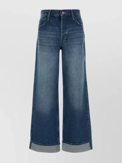Mother Womens Green Thumb The Headliner Sneak Wide-leg Denim Jeans In Blue