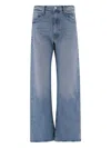 Mother Lasso Sneak Jeans In Combined Cotton Stretch In Blue
